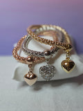 Solid Heart Charm Bracelet Set
